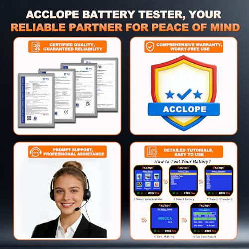 BT60 PRO 2–120Ah Battery Tester 6V/12V/24V 100–3000 CCA QR Report - color: Black-Yellow