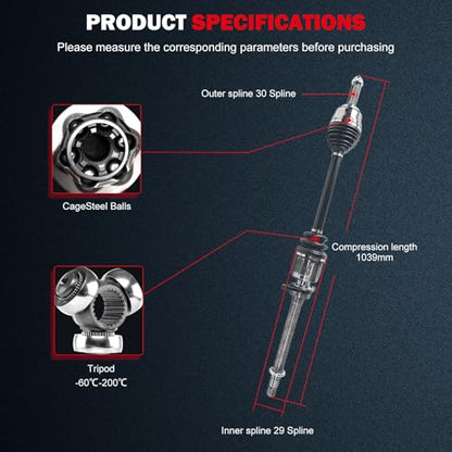 CCIYU CV Axle Shaft Assembly for Honda Pilot 2012 2013 2014 2015 - size: 17-9551