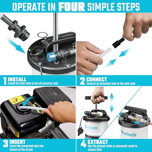 DURATECH 6.5L Oil Extractor Pump, Pneumatic Manual Fluid Extractor
