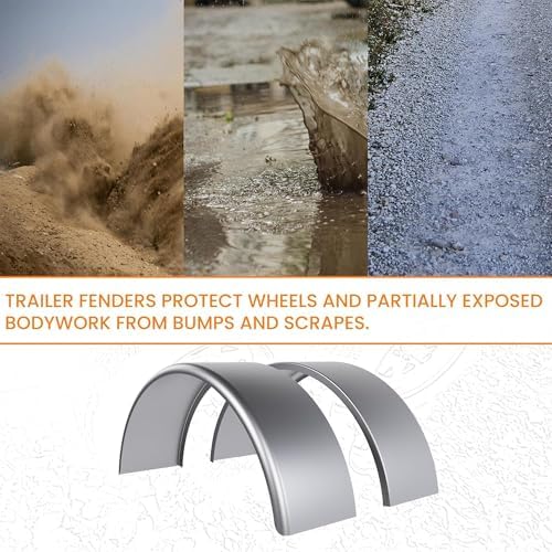 HECASA Single Axle Trailer Fenders W/Fender Backs Fits 14" to 16" Wheels - size: 2 Pcs