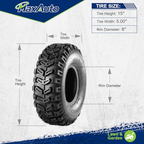 MaxAuto ATV Tires 15x5.00-6 15x5x6 Snow Hog Lawn and Garden Tires Snow Blower Thrower Tire 2PR, Set of 2