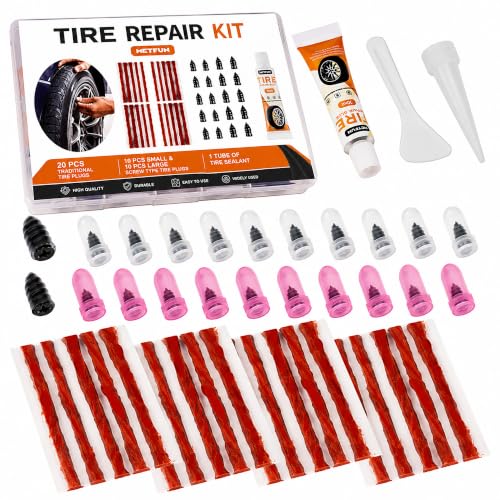 2-in-1 Tire Repair Kit with Screw in Tire Plugs & Tire Repair String - size: 2-IN-1 PLUGS & SEALANT
