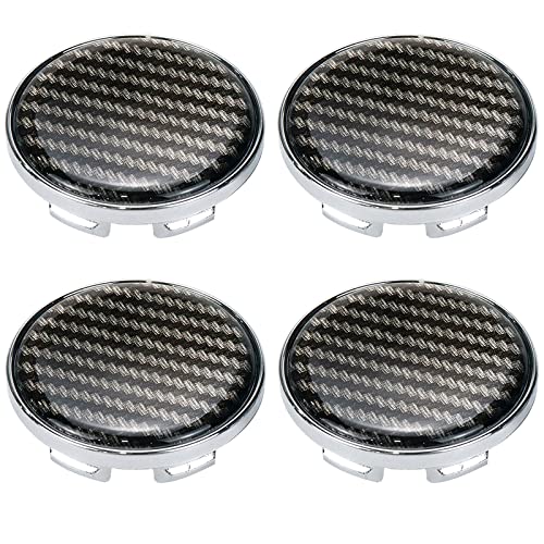Modengzhe Center Caps for Rims,53mm Wheel Rim Hub Center Covers Replacement Compatible with Chevrolet if Applicable 50mm Lug to Lug Dia,Chrome Base & Thickned Carbon Fiber Sticker,Pack of 4 - color: Silver with Fiber, size: Outer 53MM,Inner 50MM