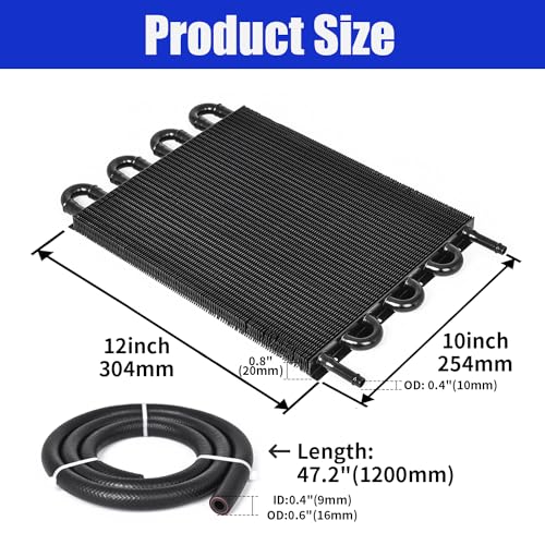 Universal 5/16" Transmission Oil Cooler, 8 Pass Tube and Fin Cooler Kit Aluminum Black - color: 8 Pass Black