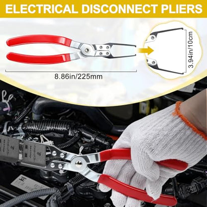 Professional Fuel Line Pliers Set, Hose Clamp Pliers, Electrical Disconnect, Connector Release, Push Pin Retainer Clip, Relay Puller for Auto Fuel, Oil, Coolant Radiator Hoses with Bag