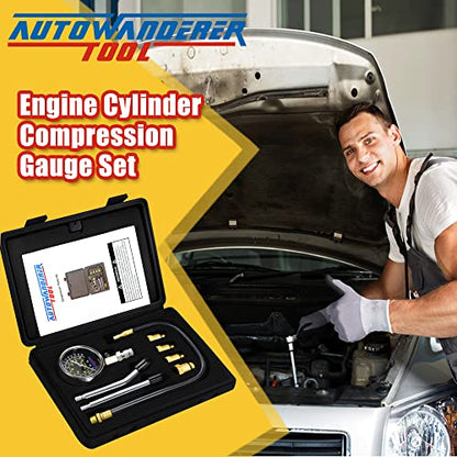 AutoWandererTool 8Pcs Compression Tester for Motor Car Truck,Easy Reading - size: Gauge Set without Spark Plug Tester