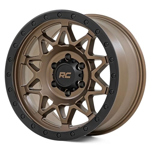 Rough Country 78 Series Aluminum Wheel - 17x8.5, 5x4.5 Bolt Pattern, +0mm Offset, Simulated Beadlock Design Bronze Wheel with Black Lip
