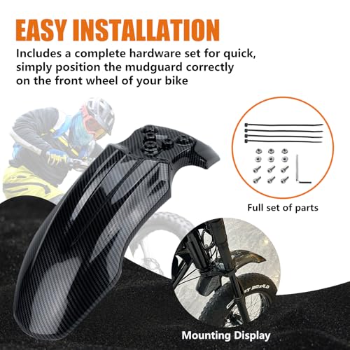 Dirt Bike Front Fender for Yozma IN10 Tuttio Soleil 01 MX350/500/650 SX500 KX110 XR70 Ridstar Q20 CRF50 Style with Mounting Bolts Ebike Dirt Pit Bike Wheel Mudguard (Carbon Fiber Style) - color: Carbon Fiber Style