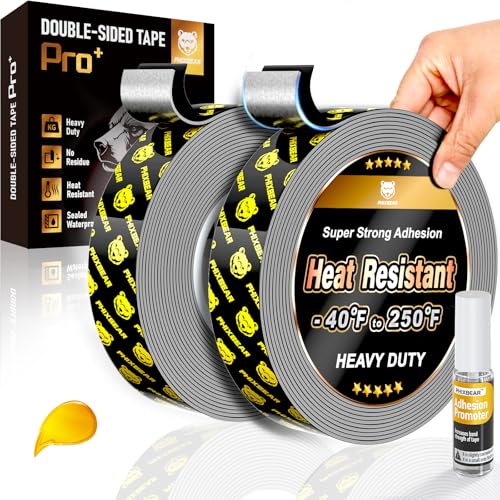 PHIXBEAR 2 Rolls Double Sided Tape Heat Resistant Heavy Duty, 0.5" x 20FT - size: 1/2" x 20FT (2 Rolls)