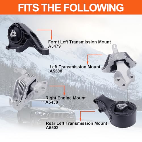 Engine Motor Mount Compatible with Buick Cascada 16-19 L4 1.6L,Chevrolet Cruze 11-16 L4 1.4L/ 10-16 L4 1.8L/ Cruze Limited 16 L4 1.4L/1.8L,Replacement for A5430 A5479 A5508 A5502 - size: 16-19 Buick Cascada L4 1.6L