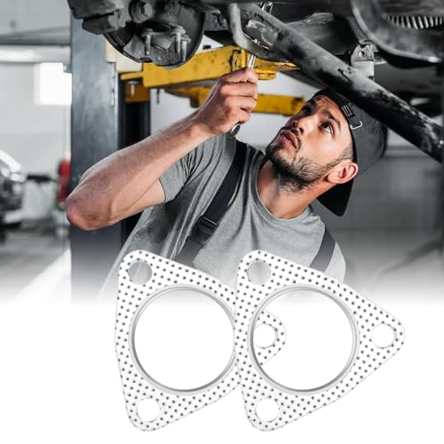 2PCS Exhaust Gasket,2" 3-Bolt Exhaust Flange Gasket,Multifunctional Manifold/Header/Muffler/Catalytic Converter Gaskets (2 inch) - color: 2 inch