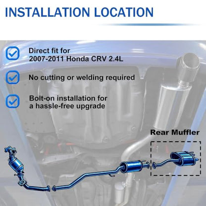 54749 Rear Exhaust Muffler for 2007-2011 Honda CR-V 2.4L CRV3 - size: 07-11 Honda CR-V