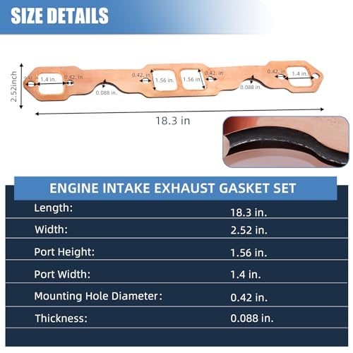 Sorello Exhaust Manifold Gasket Set Fit forChevy 327 305 350 383 SmallBlock