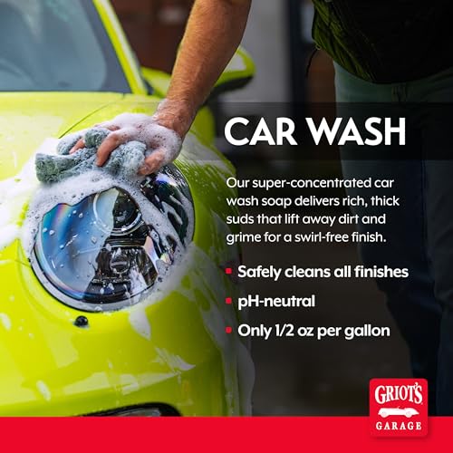 Griot's Garage Super-Concentrated Car Wash for Vehicle Washing and Cleaning, Foaming Liquid Soap, Won't Strip Waxes, Sealants or Ceramic Coatings, pH Balanced, 11102,16 Fl Oz (Pack of 6) - size: 16 Fl Oz (Pack of 6)