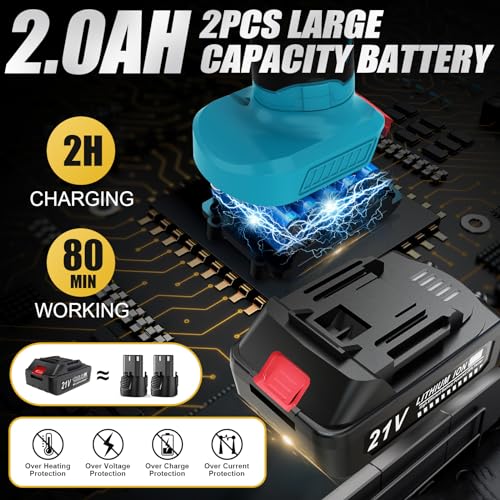 Cordless Car Buffer Polisher, 6 In Mini Buffer Polisher Kit with 2 Pack 21V Rechargeable Batteries,8 Variable Speed 5500RPM Orbital Polisher for Car Boat Detailing, Polishing,Scratch Removing - size: 2.0AH BufferPolisher