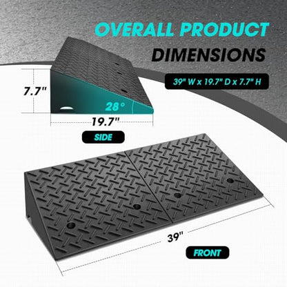 DNA Motoring 7.7" Rise Rubber Curb Ramp Heavy Duty Loading Driveway Ramp Threshold Ramp 39" W x 19.7" D x 7.7" H for Loading Dock, Warehouse, Motorcycles, Cars, TOOLS-00654 - style: 7.7 in