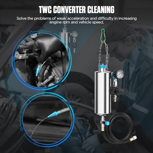 Fuel Injector Cleaner Tool Kit,C80 Disassembly-Free Automotive Fuel Injector Cleaner Machine,1000ML 150PSI Fuel Injection Systems Cleaning Tools with Various Adapters for Gasoline Injectors - size: C80