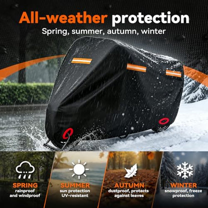 Motorcycle Cover, Waterproof PE Aluminum Film Material, Fits up to 97.5" - size: 97.5" x 41" x 50"