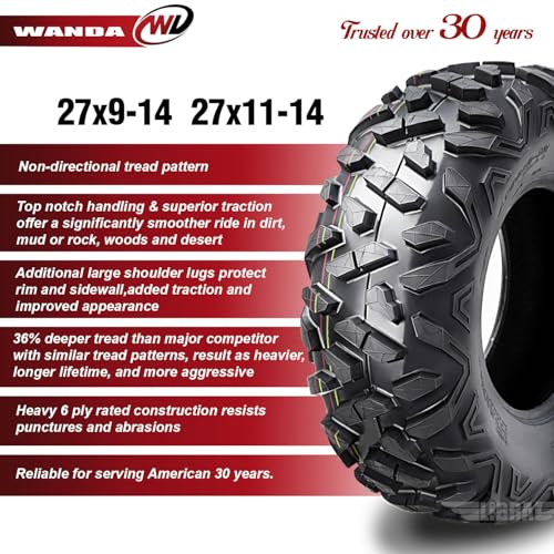 WANDA 4 ATV Tires 27x9-14 27x11-14 for 2014 John Deere GATOR XUV825I 4x4 SE
