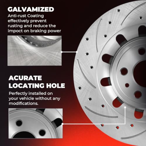 13.86 inch Front Drilled&Slotted Disc Brake Kit Replacement for Ford - size: S-54188+D1611