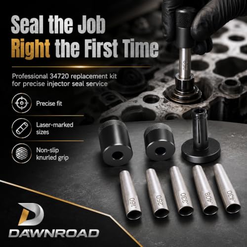 34720 Fuel Injector Seal Installer Kit, 8-Piece PTFE Seal Sizing Tool Set