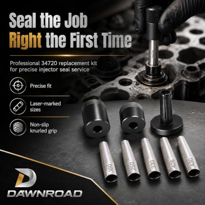 34720 Fuel Injector Seal Installer Kit, 8-Piece PTFE Seal Sizing Tool Set