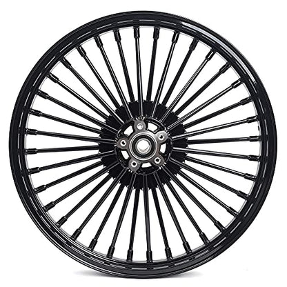 TOFR 21x2.15 18x3.5 Fat Spoke Black Wheels For Harley Dyna FXD FXDB 00-05 - color: 21x2.15 18x3.5 Black, size: Dyna 2000-2005