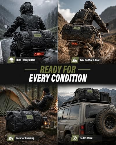 Marscamd Waterproof Motorcycle Dry Bag, Tail Saddle Luggage Roll-Top Design