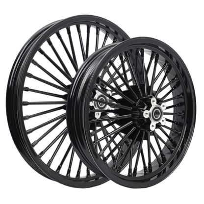 TOFR 21x2.15 18x3.5 Fat Spoke Black Wheels For Harley Dyna FXD FXDB 00-05 - color: 21x2.15 18x3.5 Black, size: Dyna 2000-2005