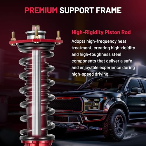 BDFHYK Coilovers Compatible with Toyota Corolla 1987-2002, Shock Absorber Replacement 4 PCS, Adjustable Height Coilovers Suspension Kit Lowering Kit, Black & Red - style: Toyota Corolla 1987-2002