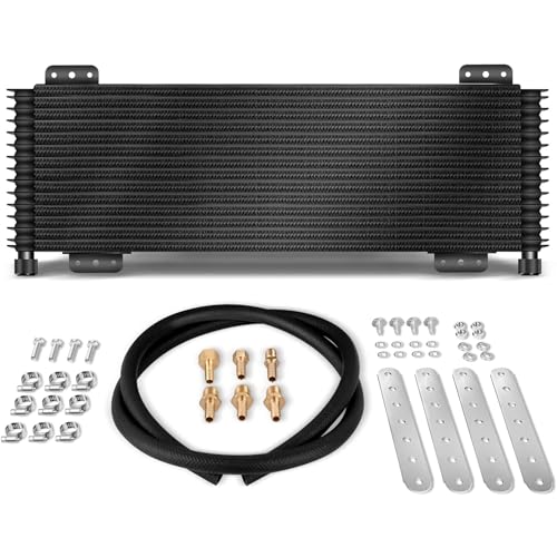 LPD47391 Low Pressure Drop 40k Transmission Oil Cooler Compatible with Tru Cool Heavy Duty 40,000 GVW Max Trans Cooler with Mounting Hardware (Black) - color: Black
