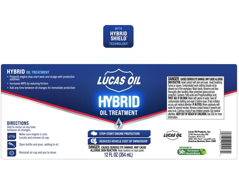 Lucas Oil 10997 Hybrid Oil Treatment w/HybridShield™ - 12 Ounce