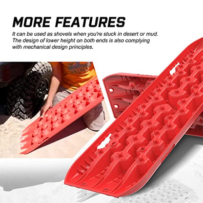 REINDEER Traction Boards Tracks Recovery Red with Mounting Plates Bag - color: Red with Accessories, size: Standard