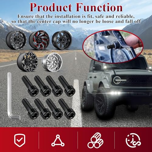 8 Pack Upgrade Fuel Wheel Center Cap Screws, with Adapter Tool - style: 8 Pcs 1001-63-B