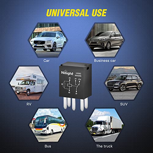 Nilight 5Pack 12V 5Pin Ultra Micro ISO SPST Relay 35A/20A for Fuel Pump - color: 5Pin Relay