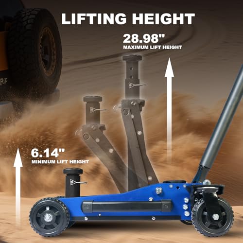 Jack Boss 3 Ton Off Road Jack with Big Wheels, Dual Pumps Hydraulic Lift, Heavy Duty Off Road for Trucks and SUV, Off-Road Vehicle Jack - color: Blue and Black, size: 3 Ton Off Road