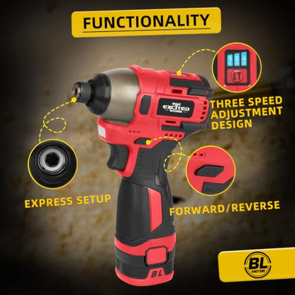 140Nm 17V Brushless Impact Screwdriver with 2 Batteries (Red) - color: Red, size: 17V Brushless Screwdriver