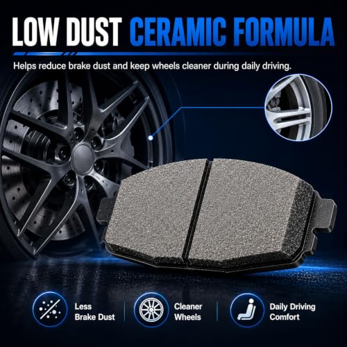 D1056 D1057 Front Rear Ceramic Brake Pads With Clips Fit For 2005-2020 CHRYSLER 300,For 2009-2018 DODGE CHALLENGER,For 2006-2017 DODGE CHARGER,For 2005-2008 DODGE MAGNUM (8 pcs) - size: D1056 D1057
