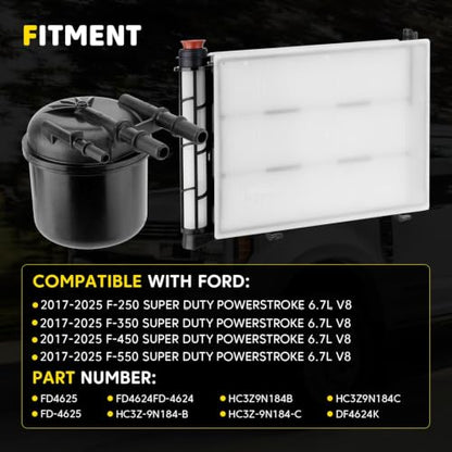 Fuel Filter Element 6.7 Diesel Compatible with 2017-2025 Ford F250 F350 F450 F550 Super Duty 6.7L Powerstroke, Fuel Filter Water Separator Kit Replace# FD-4624 FD-4625 HC3Z-9N184-B HC3Z-9N184-C