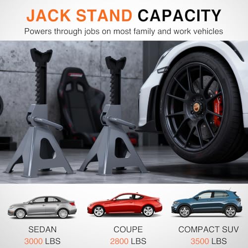 Nilight 2-Ton Jack Stands, 4,400 lb Capacity, Adjustable Height, 1 Pair - size: 2T