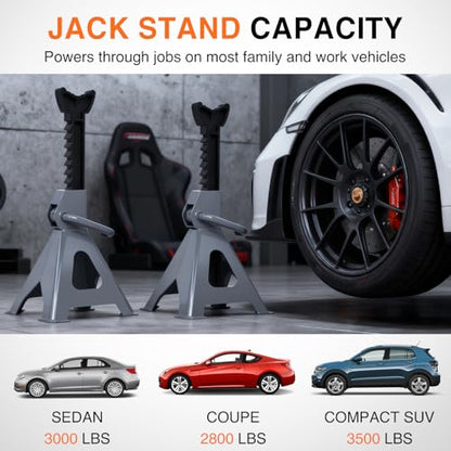 Nilight 2-Ton Jack Stands, 4,400 lb Capacity, Adjustable Height, 1 Pair - size: 2T