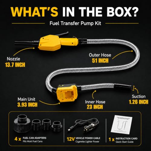 MISFANS Cordless Fuel Transfer Pump, Auto-Stop, Hand Trigger Nozzle - color: Yellow Black