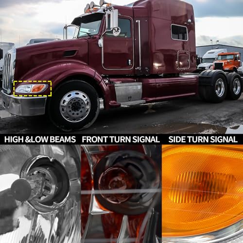 Headlight Assembly Pair Fits for 2005-2016 Peterbilt 325 386 387 382 - color: Right Passenger Side