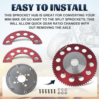 #35 Chain 71T Split Sprocket with Adapter Universal for 80cc 105cc Monster Moto B212 TrailMaster MB200 Baja Doodlebug Motovox 212cc Go Kart Mini Bikes Silver - size: 71 tooth, style: Silver
