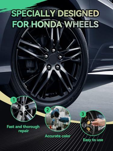 Gloss Black Rim Touch Up Paint for Honda,Wheel Scratch Repair Kit for Curb Rash, Rim Repair Kit Color Match Honda Gloss Black Wheel Paint,Long lasting, Resists Water, Uv Rays - color: Gloss Black, style: Honda