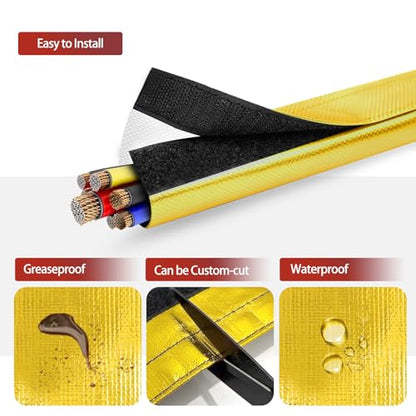Wire Heat Shield Wrap for Car Hose Lines, 1-1/4" I.D. x 10FT, Gold - color: Gold, size: 1-1/4" I.D. x 10FT