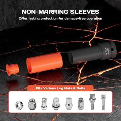 7PCS 1/2" Drive Half Size Lug Nut Impact Socket Set 16.5-22.5mm