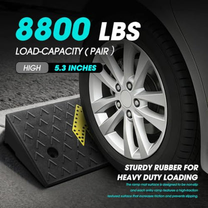 DNA Motoring 2pcs 5.3" Rise Rubber Arrow Curb Ramp Heavy Duty Loading Threshold Ramp 37.4" W x 13.8" D x 5.3" H for Loading Dock, Warehouse, Motorcycles, Cars, TOOLS-00651 - style: 5.3 in 2pcs w/Arrow