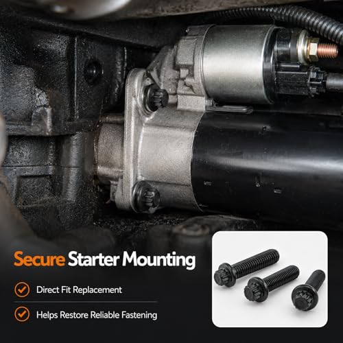 6 PCS Starter Mounting Bolts 3903834 Compatible with Dodge Ram 2500 3500 4000 Cummins 5.9L Diesel 2003-2006, 12 Point Starter Motor Mounting Bolt Kit, Replace 3903834 4429834