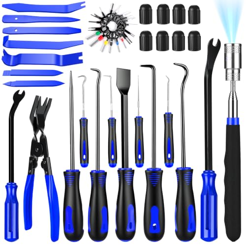 46 Pcs Hook and Pick Set Car Trim Removal Tool Kit Clip Removal Tool Blue - color: Blue, size: 46 PCS
